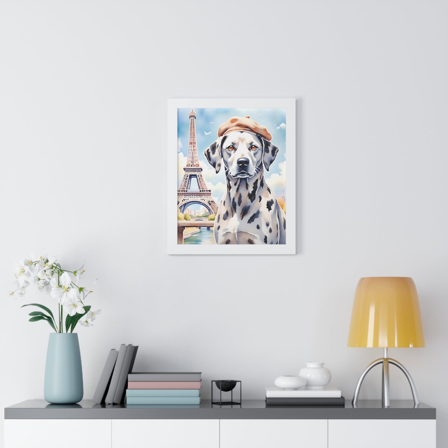 Charming Dog Art Print, Parisian Home Décor, Wall Art Gift, Framed Dog Poster, Canine Lover Wall Decor