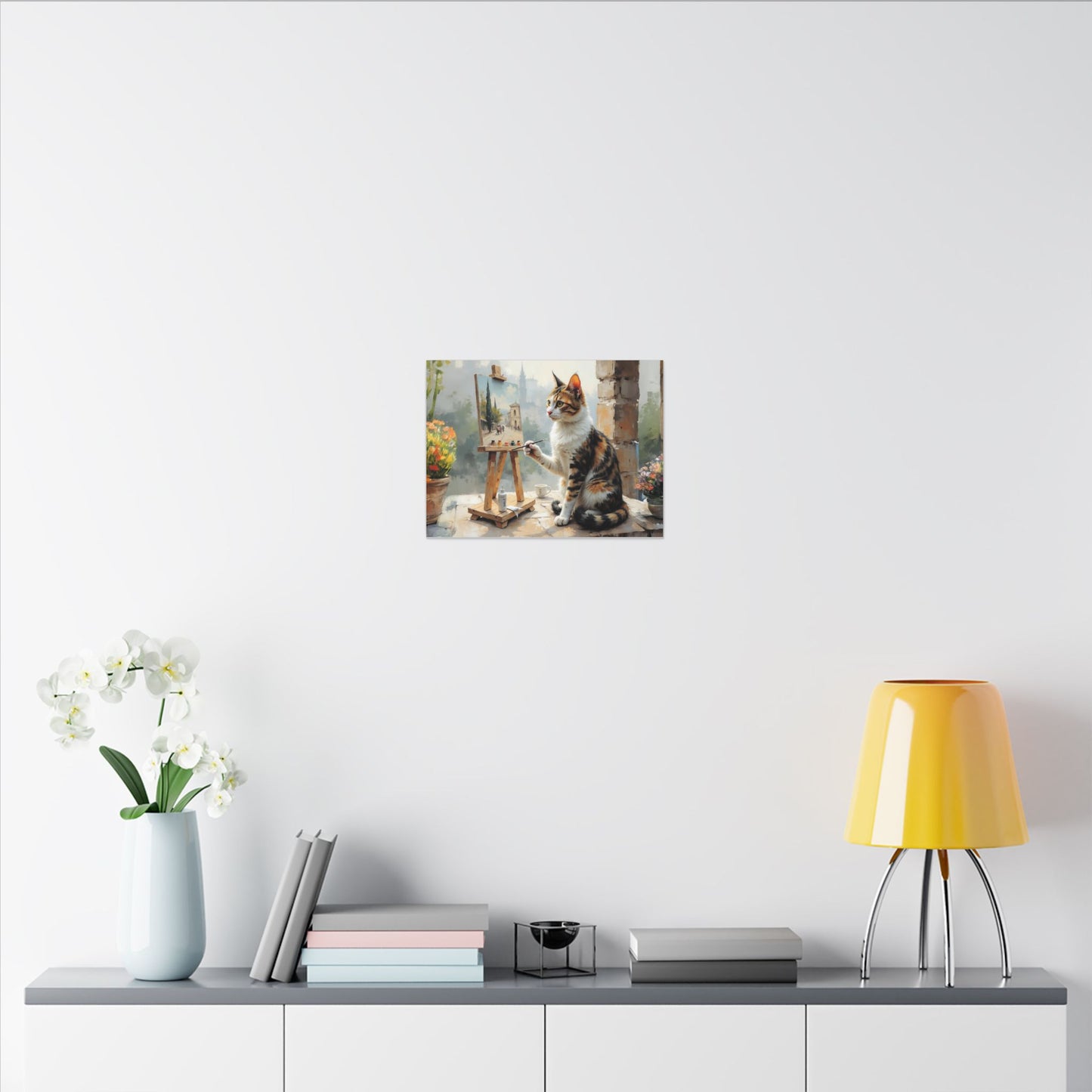 Cat Artist Canvas Print, Whimsical Cat Decor, Perfect Gift for Pet Lovers, Home Wall Art, Cat Enthusiast Gift, Feline Artwork