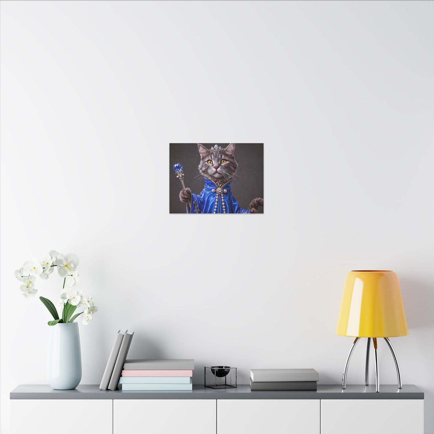 Majestic Cat Canvas Art, Whimsical Cat Portrait, Home Decor, Cat Lover Gift, Cat-Themed Wall Art, Royal Pet Print