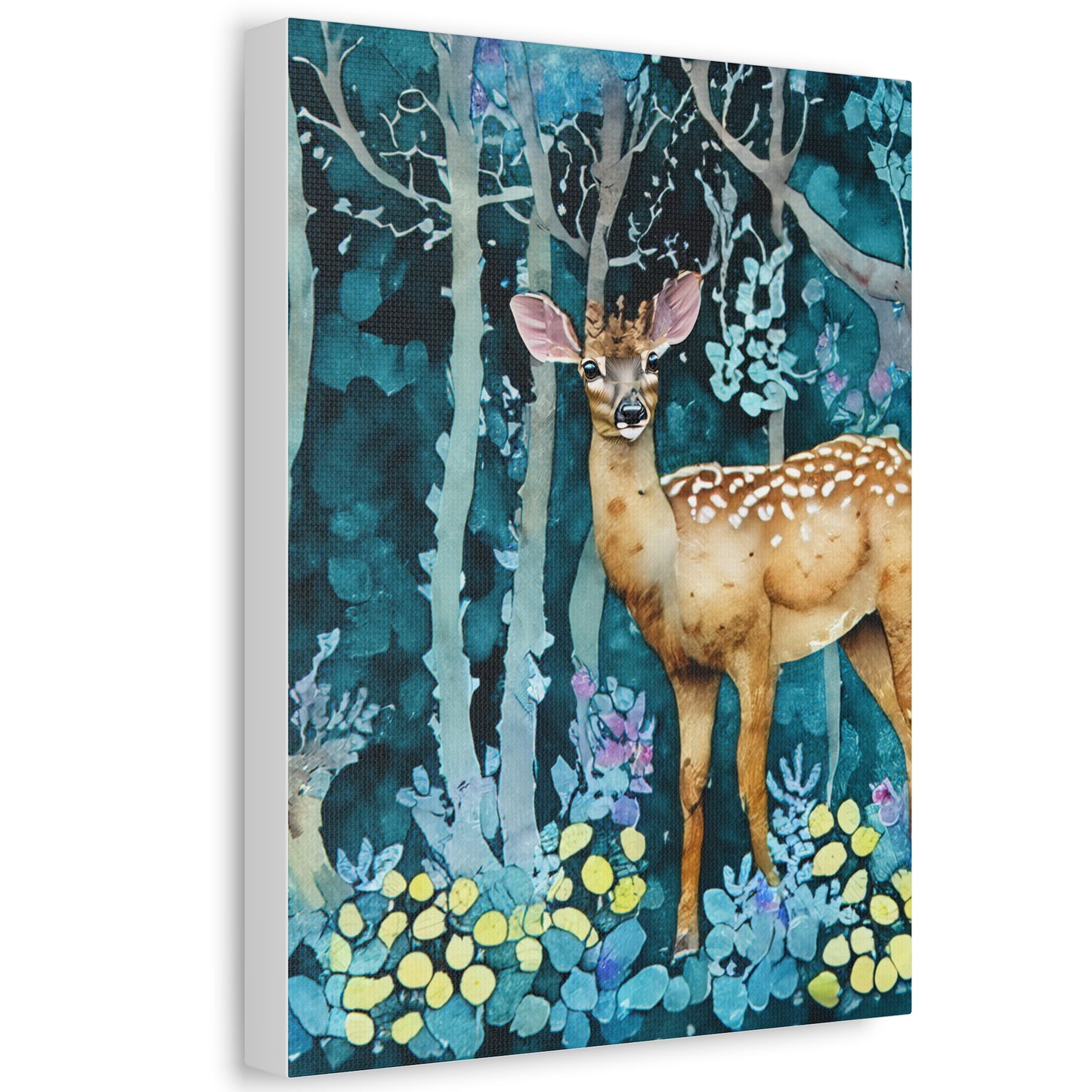 Nature-Inspired Stretched Canvas Art Print, Woodland Deer Decor, Forest Wall Art, Animal Lover Gift, Rustic Home Accent