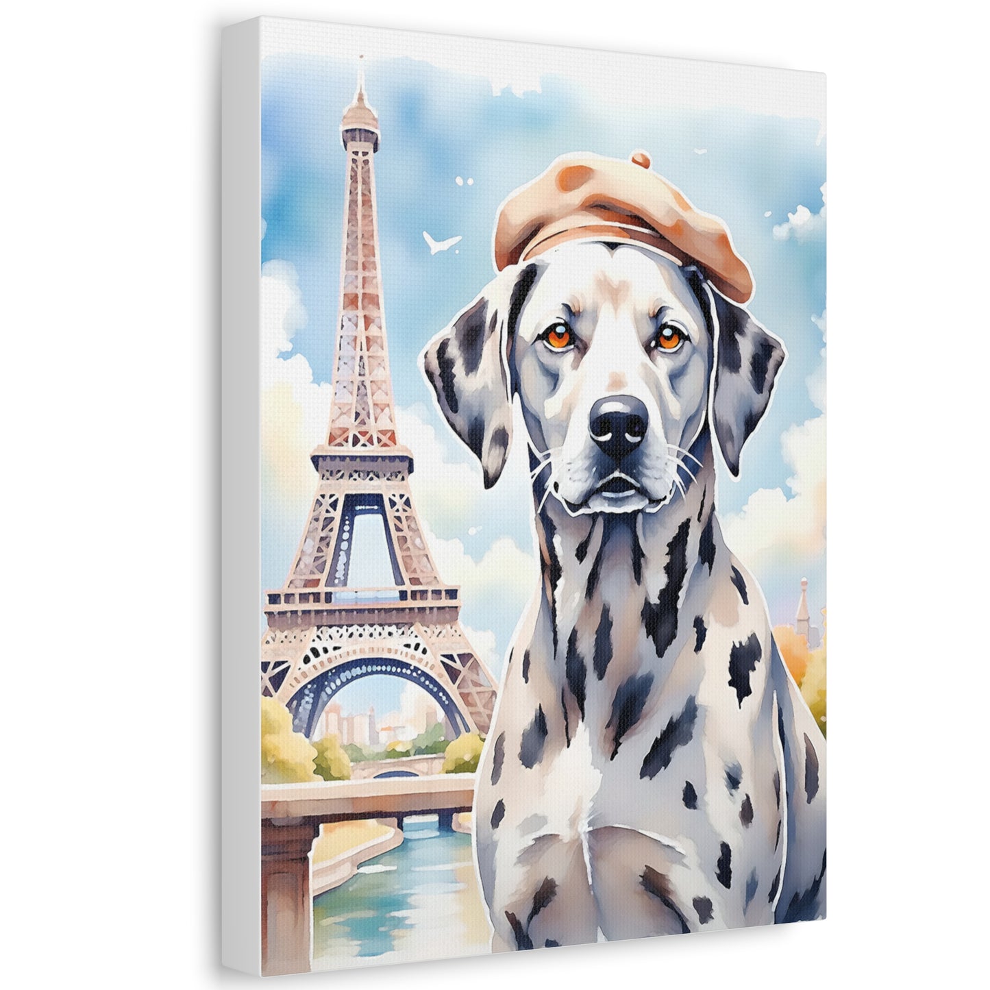 Parisian Dog Canvas Art Print, Dog Wall Decor, Gift for Dog Lovers, Home Aesthetic, French Style Art, Pet Lover Gift