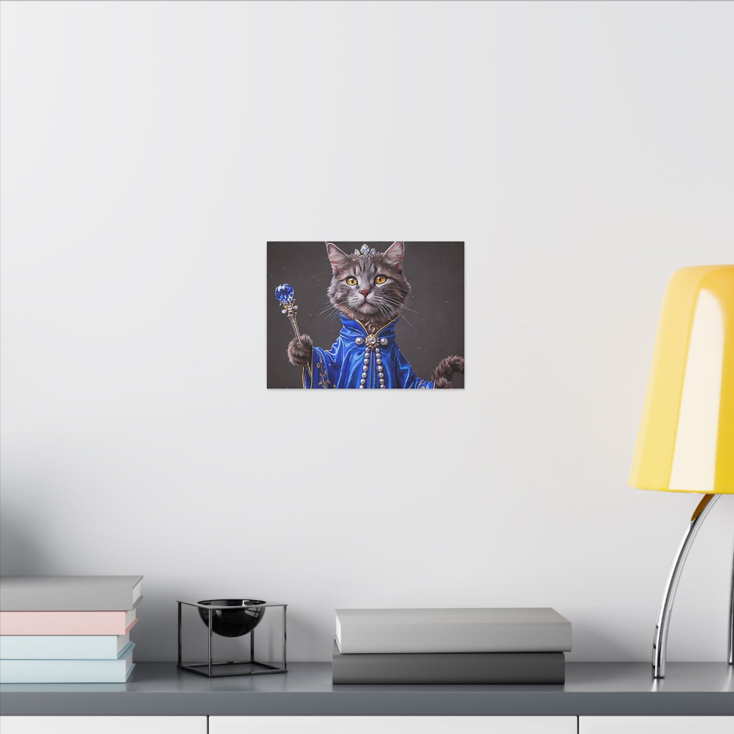 Majestic Cat Canvas Art, Whimsical Cat Portrait, Home Decor, Cat Lover Gift, Cat-Themed Wall Art, Royal Pet Print