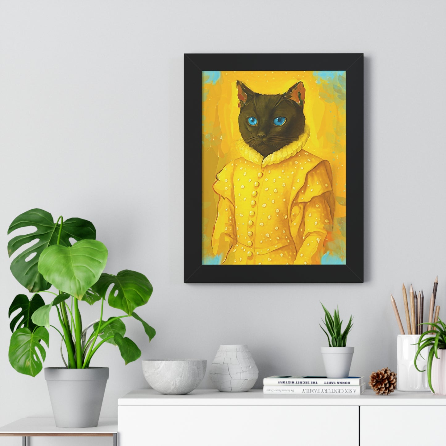 Whimsical Cat Art Print, Decorative Wall Art, Cat Lover Gift, Vintage Style Wall Decor, Unique Home Decor