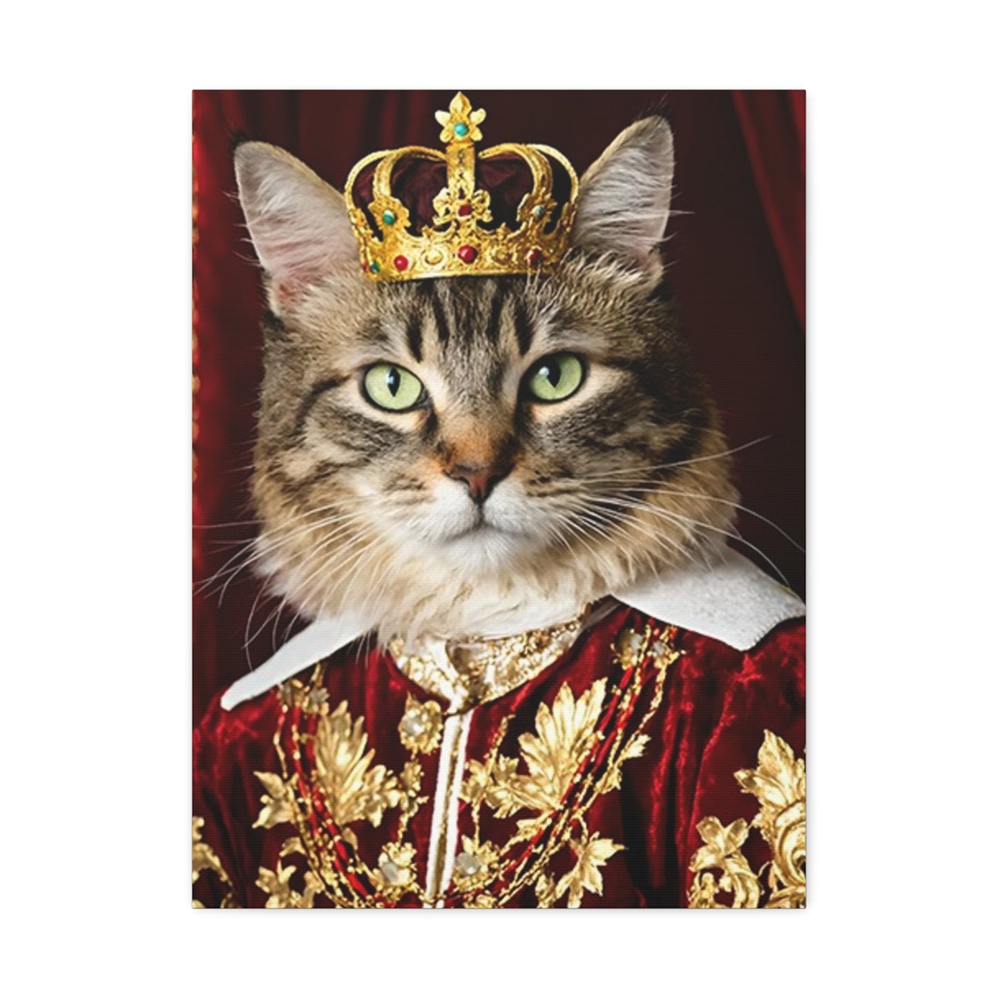 Royal Cat Canvas Art, Cat Lover Decor, Funny Pet Portrait, Home Wall Art, Unique Gift Idea for Pet Owners, Animal Lover Wall Decor