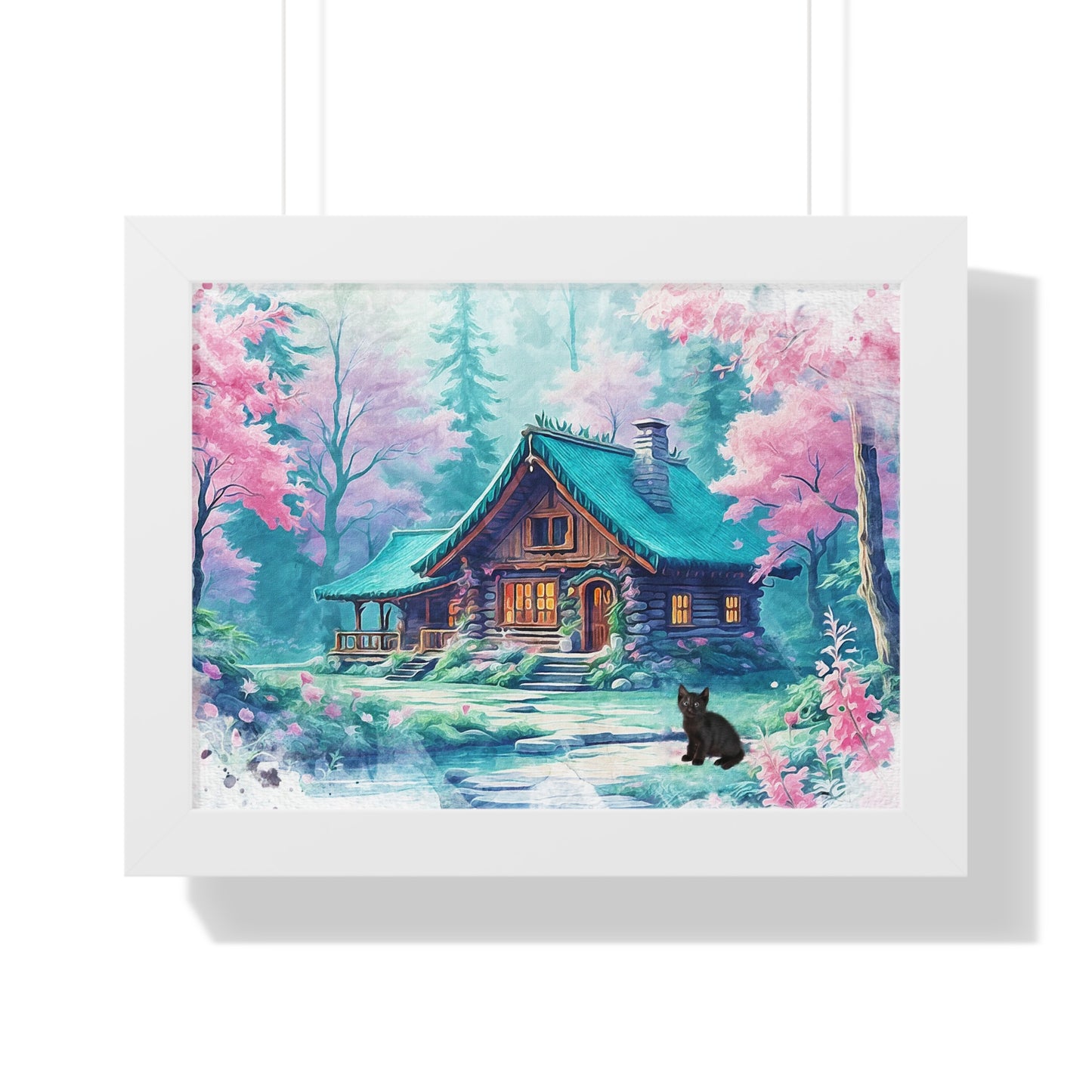 Cozy Cabin Framed Poster, Rustic Home Decor, Nature Wall Art, Gift for Homeowners, Landscape Print, Cabin Aesthetic