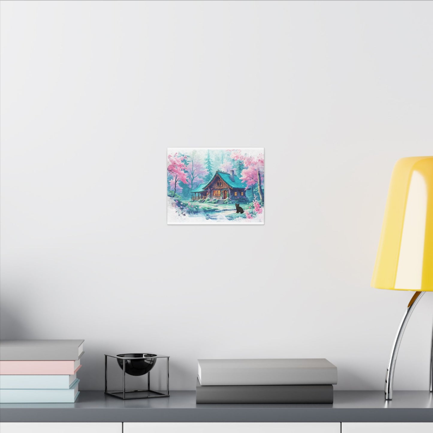 Serene Forest Canvas Art, Nature Wall Decor, Cozy Cabin Print, Spring Floral Home Decor, Black Bear Artwork