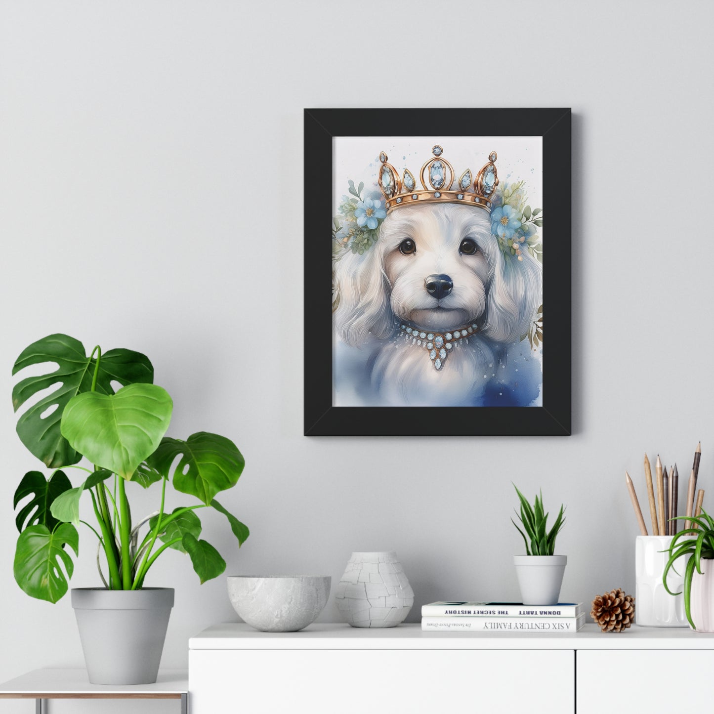 regal dog portrait, home decor, pet lover gift, framed art print, wall art