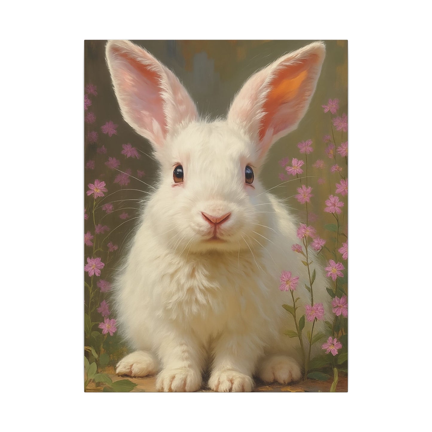 Whimsical Rabbit Canvas Wall Art, Home Decor, Animal Lover Gift, Easter Decoration, Botanical Wall Art, Cute Rabbit Print, Nursery Decor