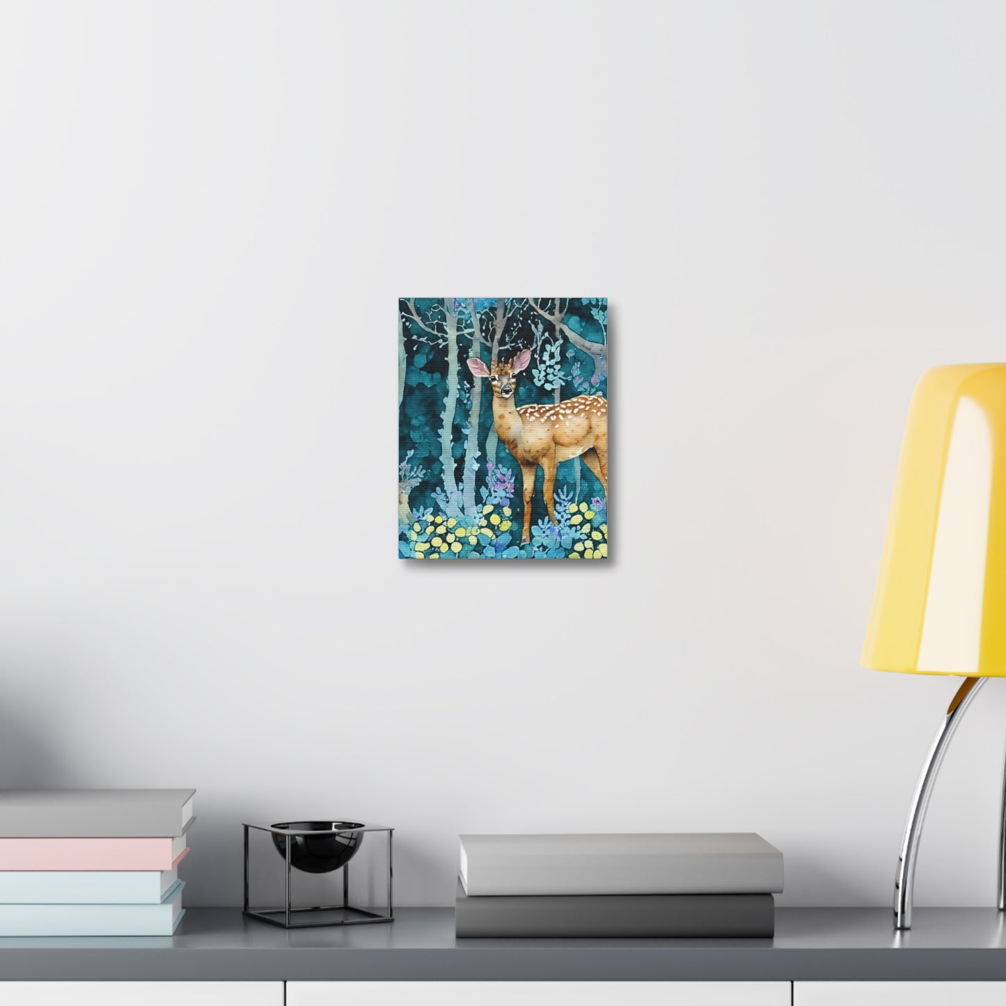 Nature-Inspired Stretched Canvas Art Print, Woodland Deer Decor, Forest Wall Art, Animal Lover Gift, Rustic Home Accent