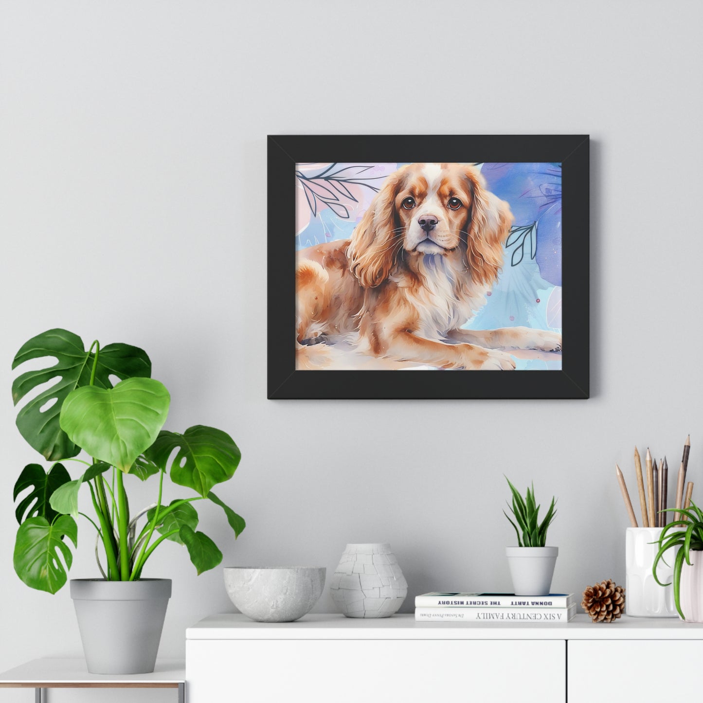 Framed Dog Portrait Poster, Pet Wall Art, Dog Lover Gift, Home Decor, Animal Artwork, Personalized Dog Art