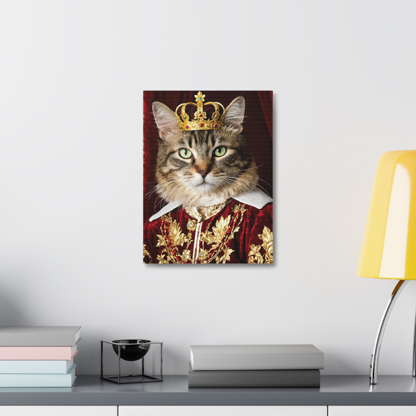 Royal Cat Canvas Art, Cat Lover Decor, Funny Pet Portrait, Home Wall Art, Unique Gift Idea for Pet Owners, Animal Lover Wall Decor