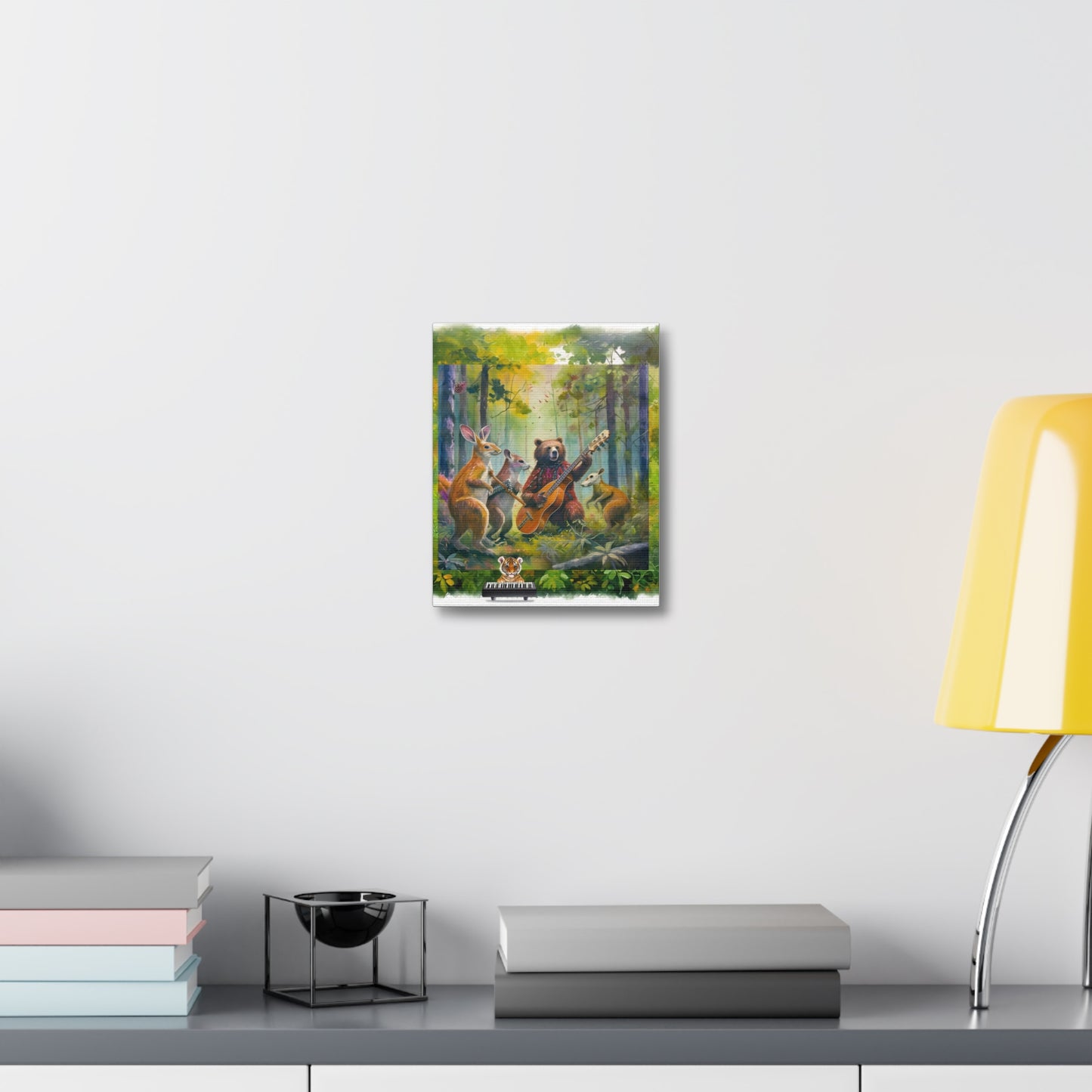 Musical Forest Canvas Art – Whimsical Animal Band Wall Decor, Nature Lover Gift, Home Decor, Kids Room Wall Art, Animal Painting